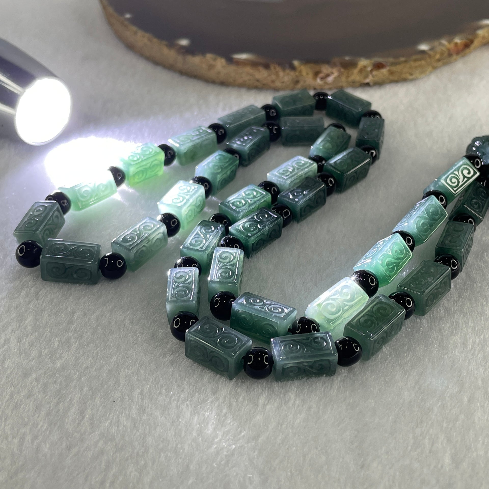 Type A Jelly Blueish Green Jadeite 9 Dragon Double Side Pendant 121.51g 62.8 by 28.9 by 11.5mm - Huangs Jadeite and Jewelry Pte Ltd