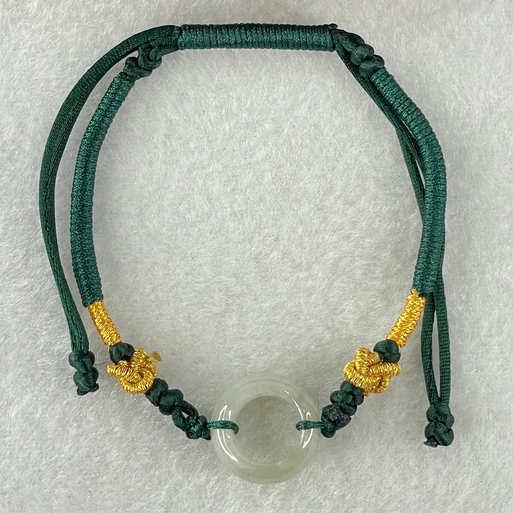 Type A Faint Green Jadeite Ping An Kou String Bracelet 2.98g 15.1 by 6.5mm - Huangs Jadeite and Jewelry Pte Ltd