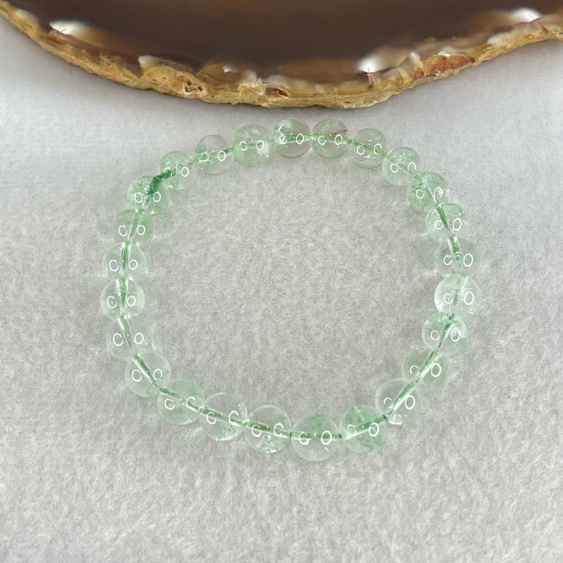 Special Grade Natural Green Phantom Quartz Bracelet 15.15g 16cm 7.8mm 25 Beads - Huangs Jadeite and Jewelry Pte Ltd