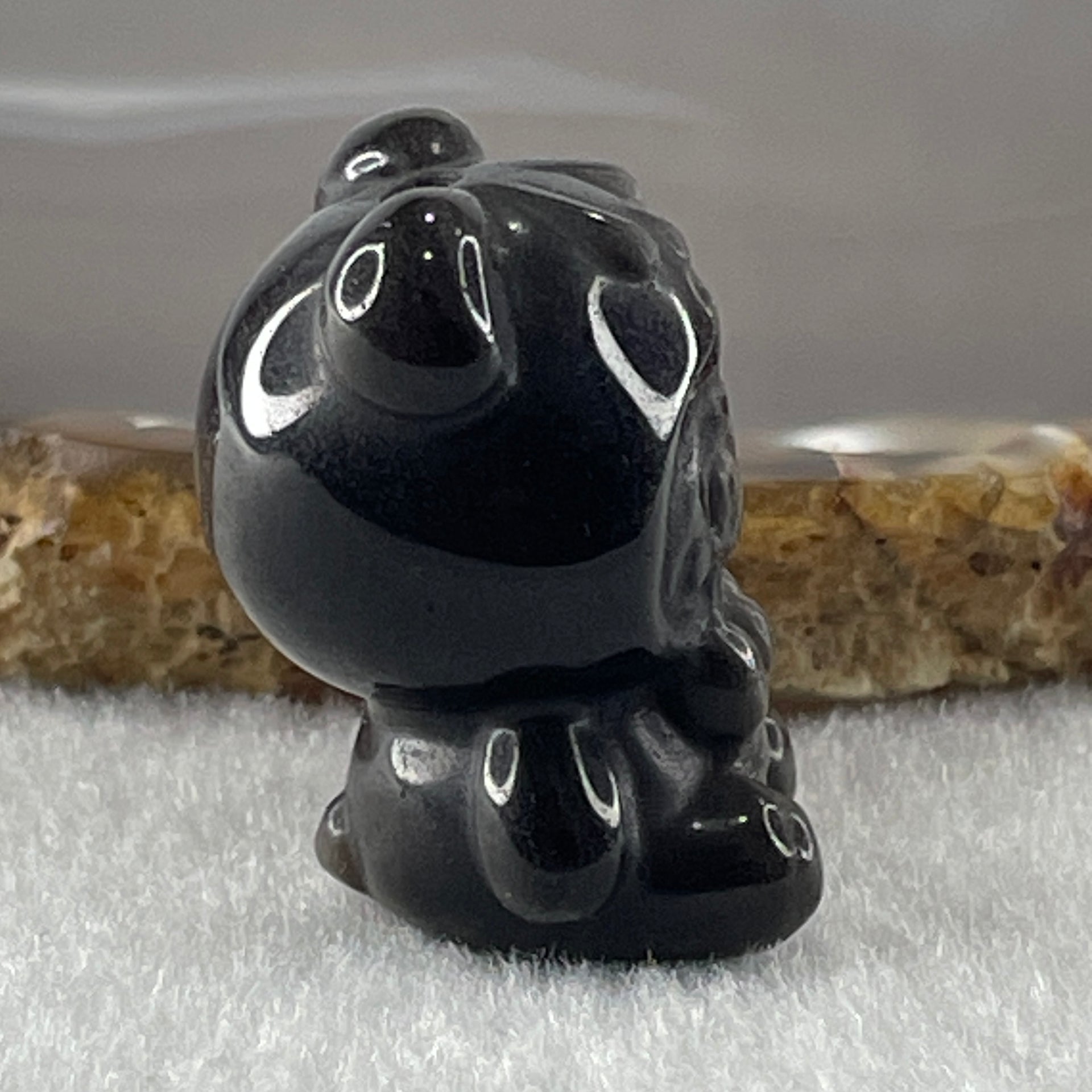 Black Obsidian Labubu Charm Display 14.77 by 28.8 by 21.9 by 19.3mm - Huangs Jadeite and Jewelry Pte Ltd