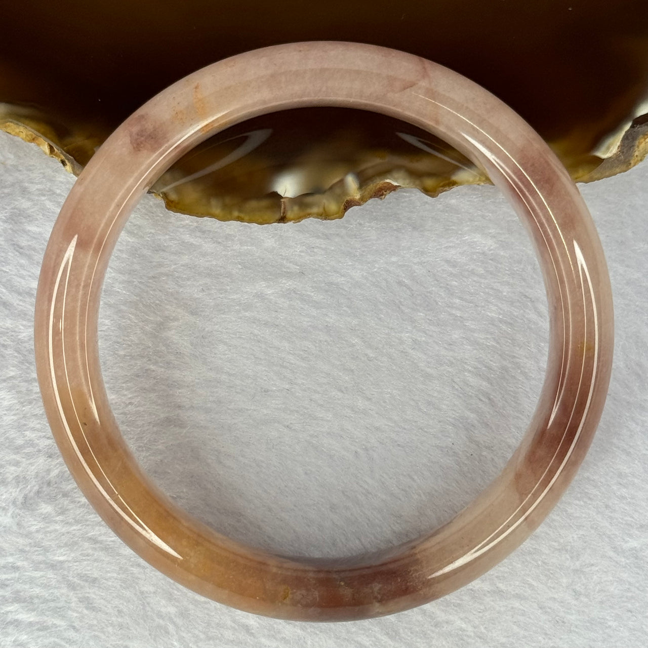 Transparent Pink with Purple and Peach Quartzite Jade Bangle 天山玉手镯 62.0mm 59.40g 15.0 by 9.0mm - Huangs Jadeite and Jewelry Pte Ltd