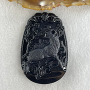 Type A Opaque to Partial Translucent Black Omphacite Jadeite Goat Pendant 27.85g 59.9 by 40.6 by 9.8mm - Huangs Jadeite and Jewelry Pte Ltd