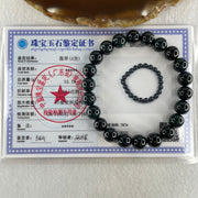 Rare High End Type A Highly Translucent Black Omphacite Jadeite Beads Bracelet 33.19g 17.5cm 9.7mm 22 Beads - Huangs Jadeite and Jewelry Pte Ltd