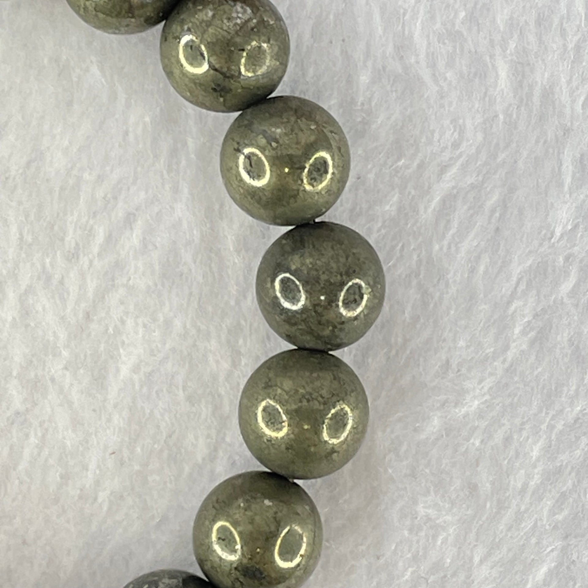 Natural Pyrite Beads Bracelet 天然黄铁矿手链 44.01g 15cm 10.3mm 18 Beads - Huangs Jadeite and Jewelry Pte Ltd