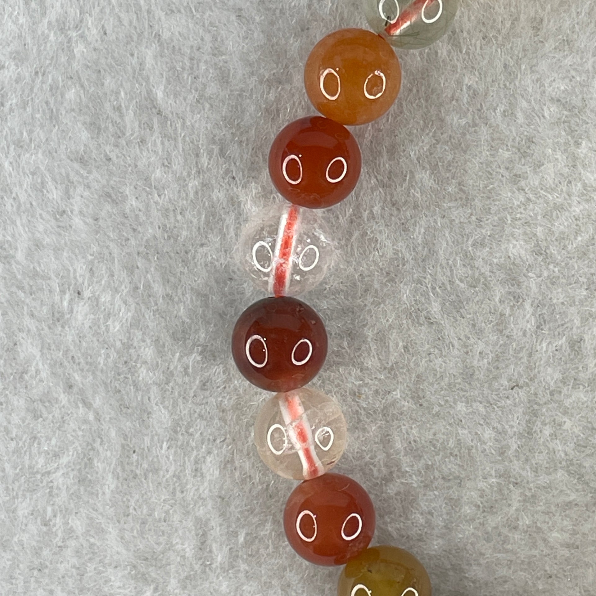 Natural Multi treasures Quartz Beads Bracelet 15.39g 15.5cm 7.9mm 25Beads - Huangs Jadeite and Jewelry Pte Ltd
