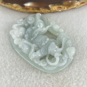 Type A Light Sky Blue Jadeite Sun Wu Kong Pendant 27.49g 52.8 by 37.1 by 11.0mm - Huangs Jadeite and Jewelry Pte Ltd