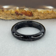 Type A Wuji Black Grey Jadeite Ring 2.47g 4.6 by 3.2mm US7.8 HK17.5 (Very Slight Internal Line) - Huangs Jadeite and Jewelry Pte Ltd