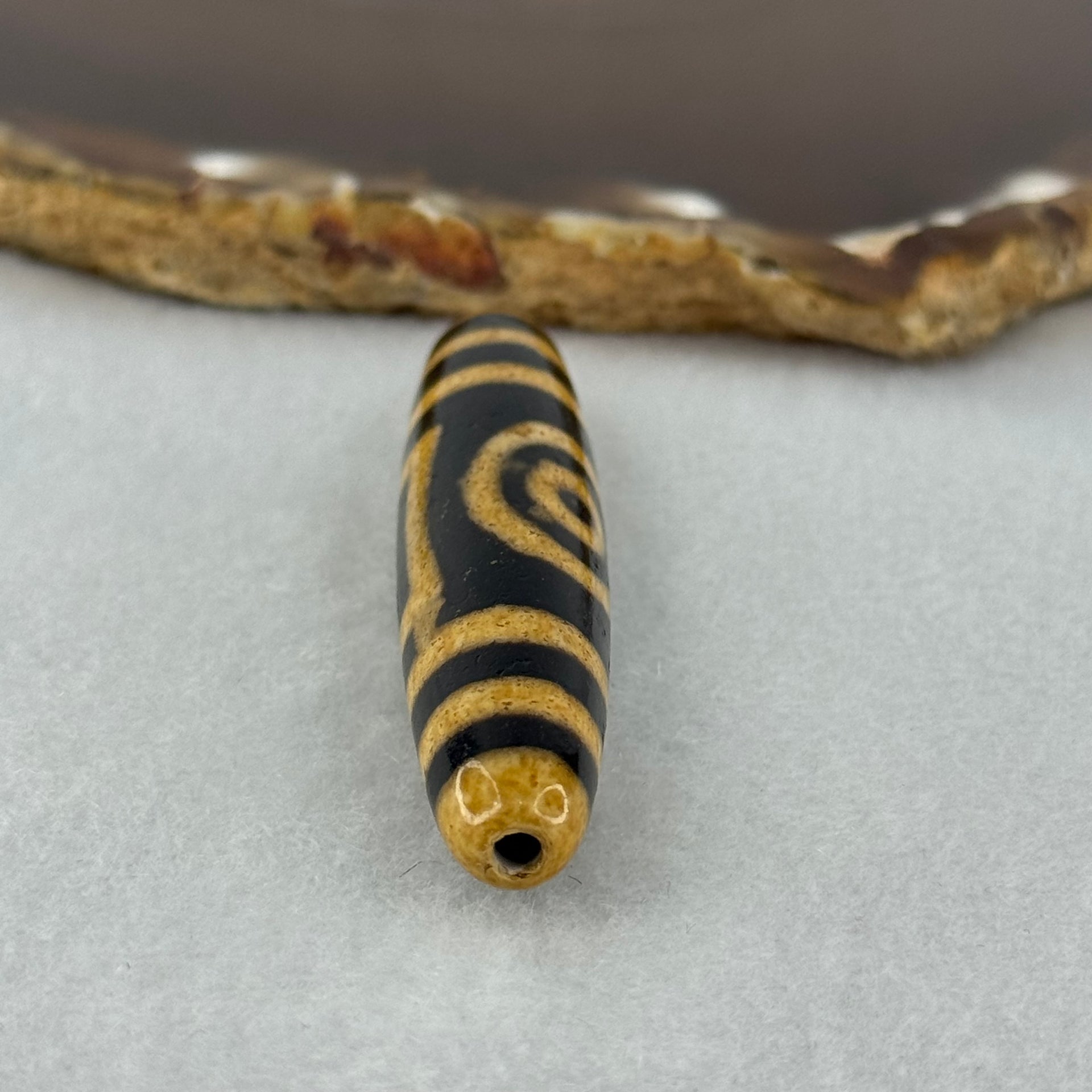 Natural Powerful Tibetan Old Oily Agate 2 Eyes Dzi Bead Heavenly Master (Tian Zhu) 二眼天诛 13.19g 58.5 by 12.6mm - Huangs Jadeite and Jewelry Pte Ltd