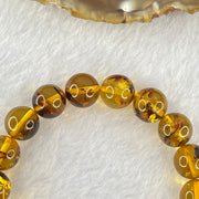 Natural Brownish Yellow Flower Amber Beads Bracelet 12.88g 17.5cm 10.8mm 19 Beads - Huangs Jadeite and Jewelry Pte Ltd