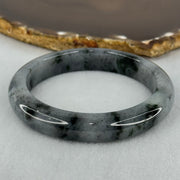 Type A Translucent Faint Grey with Greyish Black Patches Jadeite Bangle Internal Diameter 58.55mm 289.81cts 58.40g 11.8 by 8.6mm With NGI Cert 32885981 (Very Slight Internal Lines) - Huangs Jadeite and Jewelry Pte Ltd