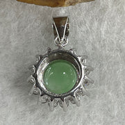Type A Green Jadeite Pendant with Cubic Zirconia in S925 Sliver 1.89g 7.6 by 5.0mm - Huangs Jadeite and Jewelry Pte Ltd