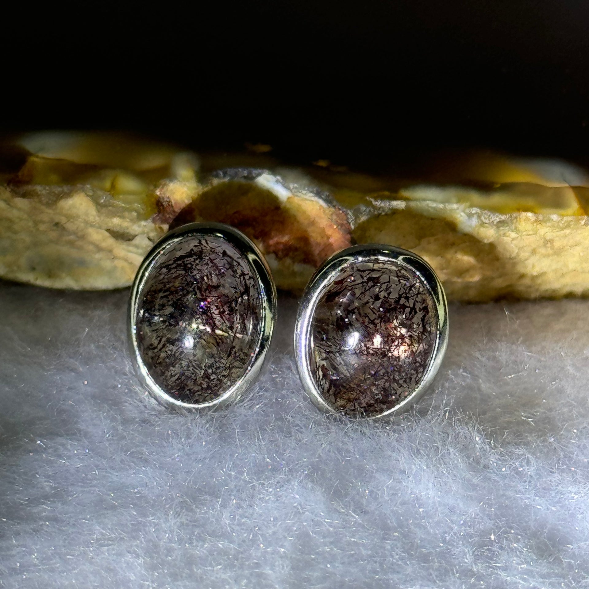 Good Grade Natural Super 7 S925 Silver Earrings 2.36g 10.1 by 7.9 by 4.5mm - Huangs Jadeite and Jewelry Pte Ltd