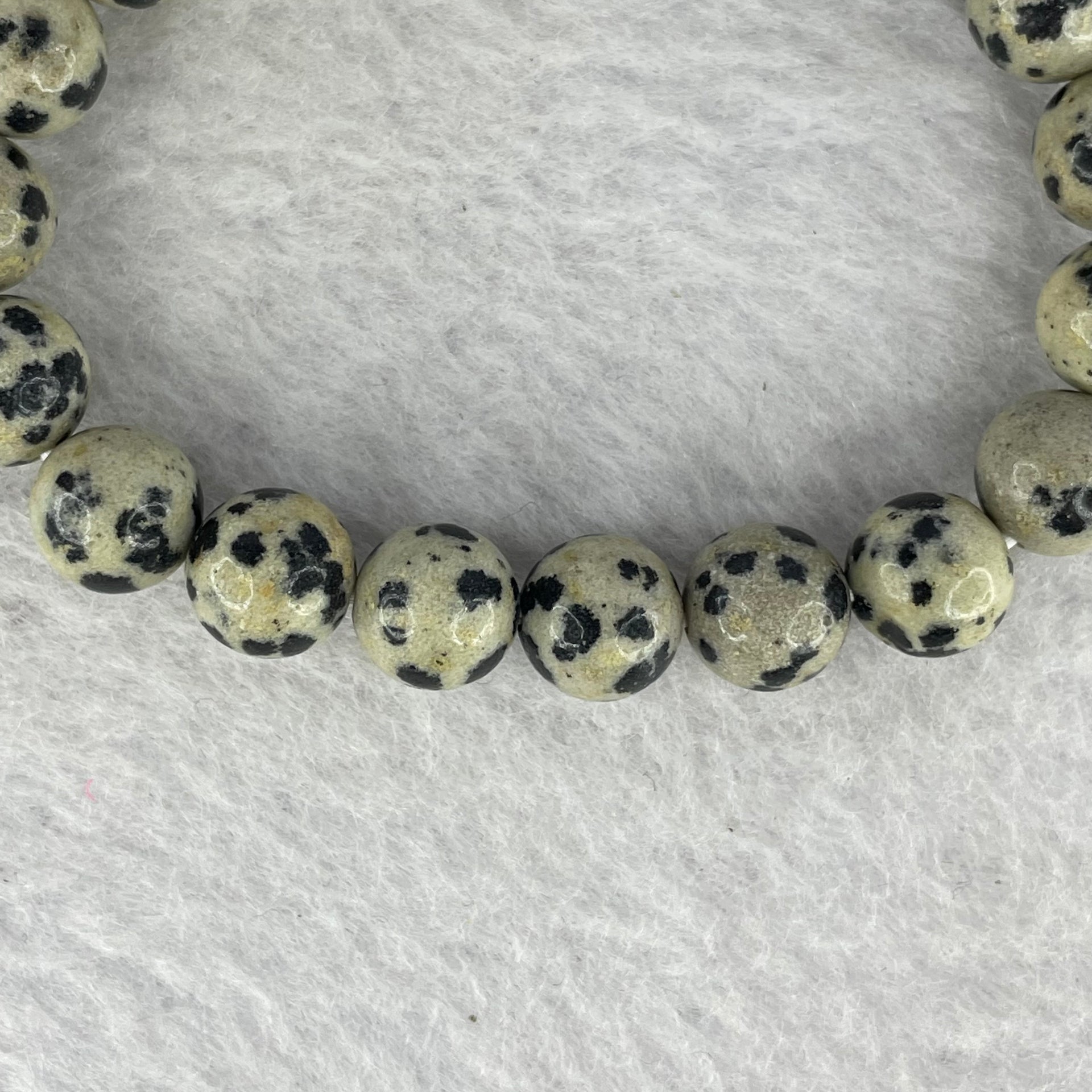 Natural Dalmatian Jasper Stone Bracelet 15.52g 13cm 8.5mm 19 Beads - Huangs Jadeite and Jewelry Pte Ltd