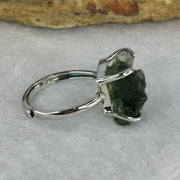 Natural Czech Republic Moldavite Meteorite Crystal in S925 Sliver Ring (Adjustable Size) 天然捷克陨石925银戒指 4.01g 15.1 by 10.4 by 8.2mm - Huangs Jadeite and Jewelry Pte Ltd