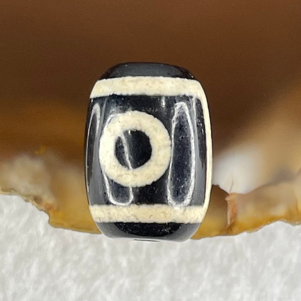 Natural Powerful Tibetan Old Oily Agate 2 Eyes Dzi Bead Heavenly Master (Tian Zhu) 二眼天诛 2.52g 14.1 by 10.4mm - Huangs Jadeite and Jewelry Pte Ltd