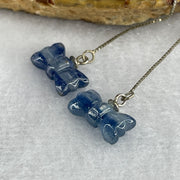 Good Grade Natural Blue Kyanite Candy Shape in S925 Sliver Earring 2.05g 12.9 by 7.0 by 3.8mm - Huangs Jadeite and Jewelry Pte Ltd