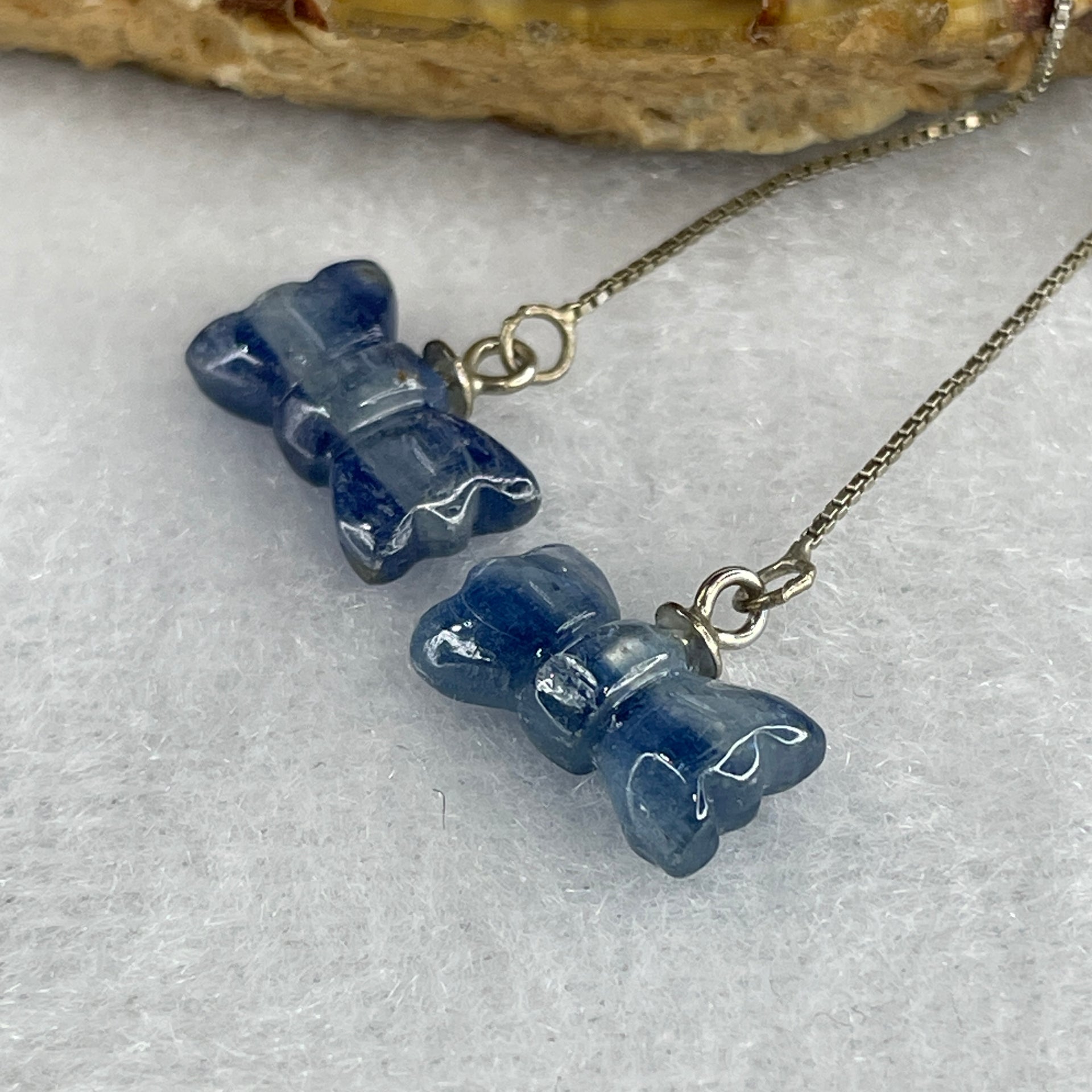 Good Grade Natural Blue Kyanite Candy Shape in S925 Sliver Earring 2.05g 12.9 by 7.0 by 3.8mm - Huangs Jadeite and Jewelry Pte Ltd