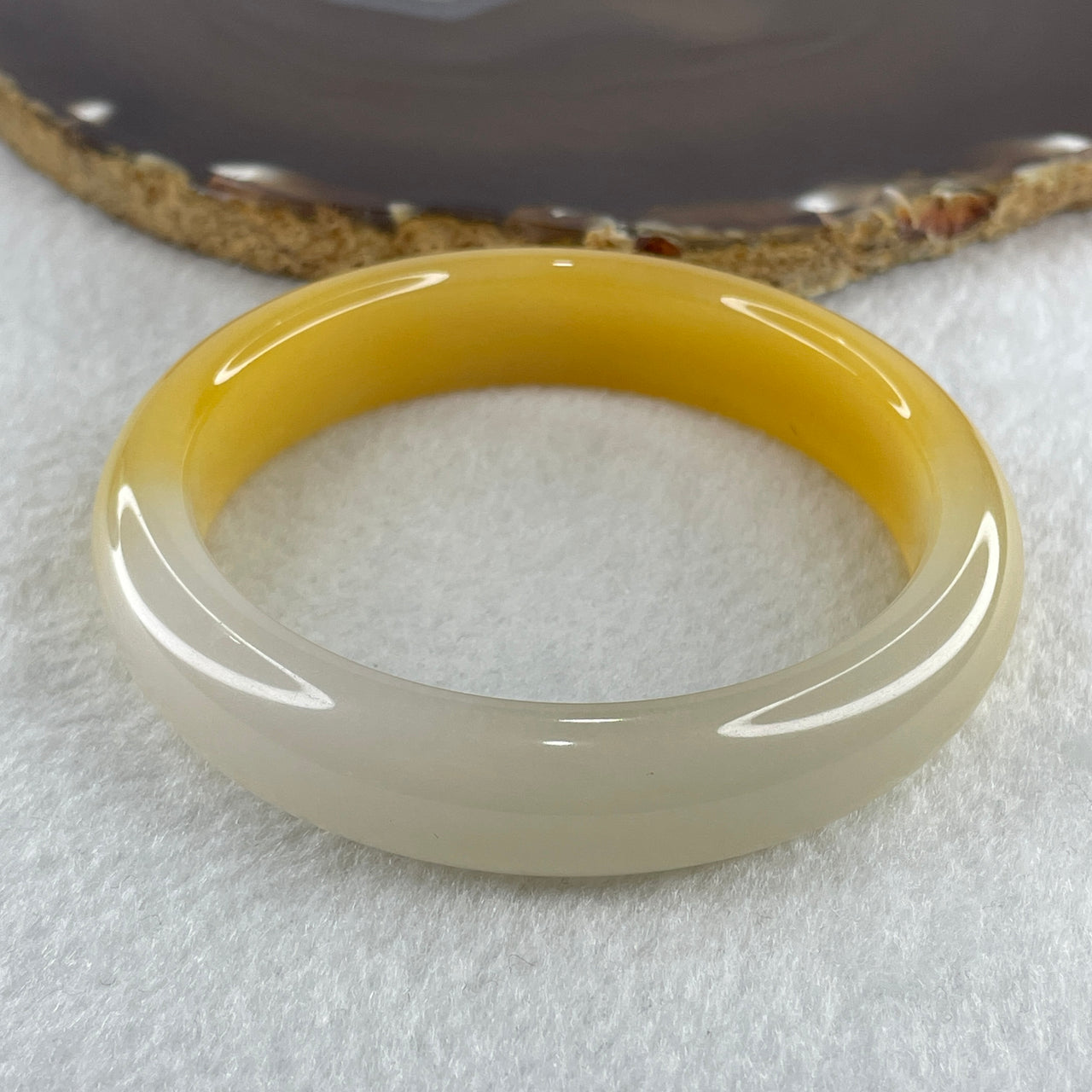 Natural Yellow with Faint Lavender Agate Bangle 57.19g Internal Diameter 60.6mm 14.2 by 9.0mm (Perfect)
