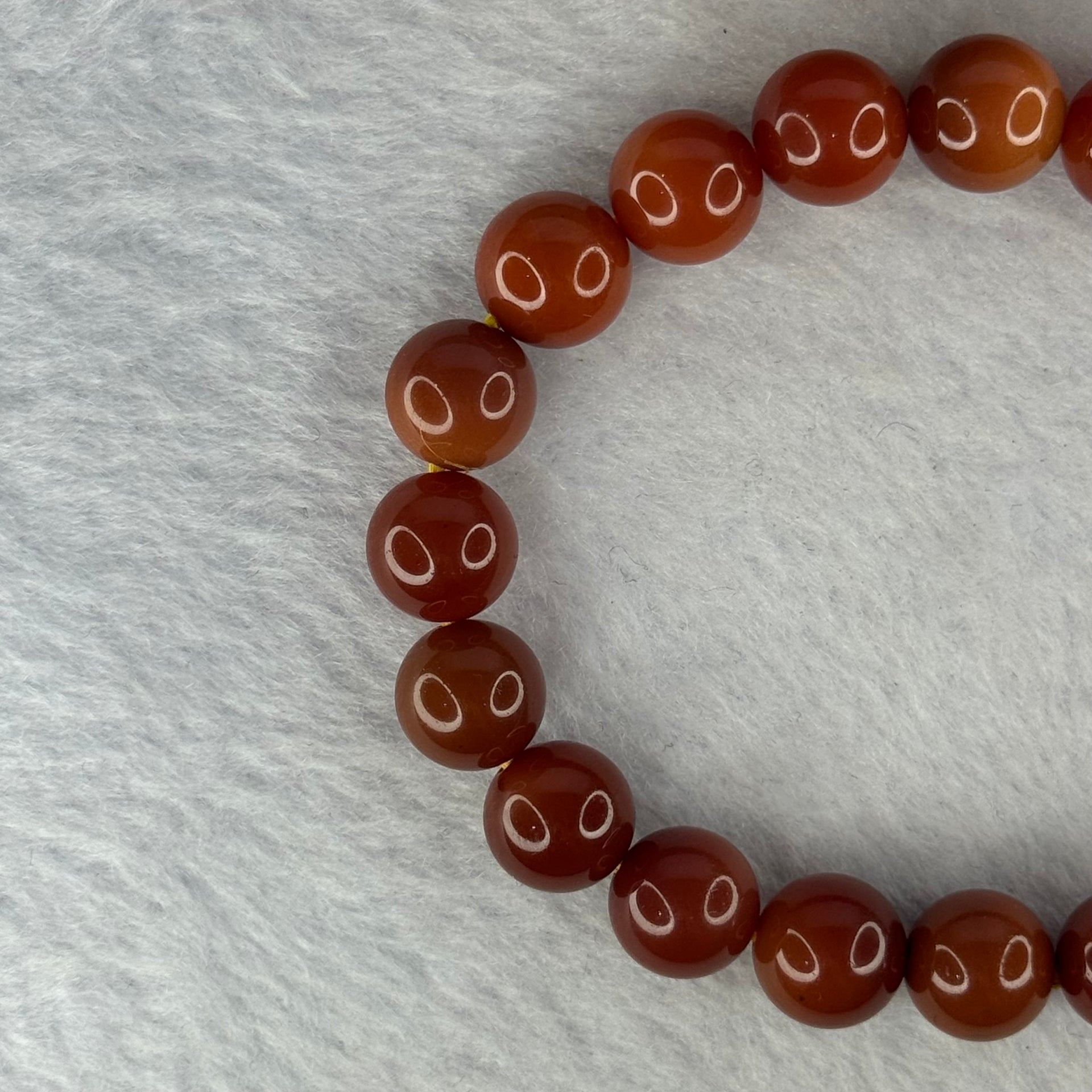 Natural Cinnabar Beads Bracelet 红朱砂手链 29.06g 17.5cm 10.4mm 20 Beads - Huangs Jadeite and Jewelry Pte Ltd