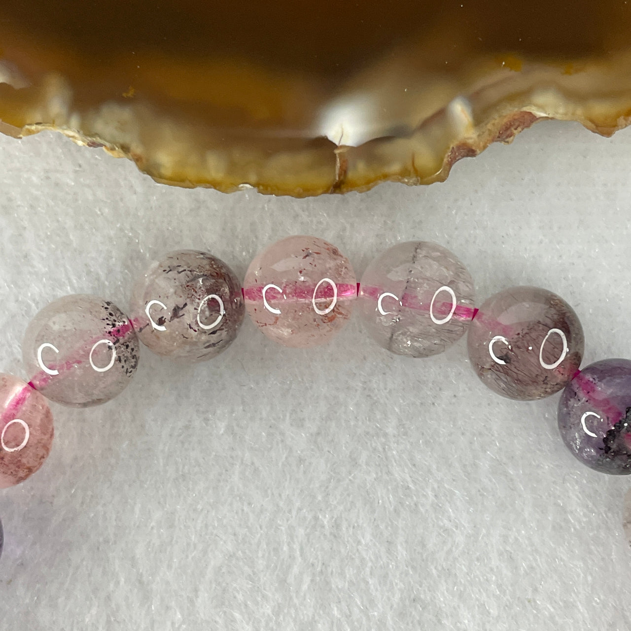 Certified Above-Average Grade Natural Super 7 Crystal Beads Bracelet | Bold Mid-Scale Showcase Strand | Authentic Sacred Seven Multi-Mineral Inclusions Quartz Spiritual Catalyst & Auric Shield Bracelet (22.76g | 16cm Length | 9.4mm | 21 Beads)