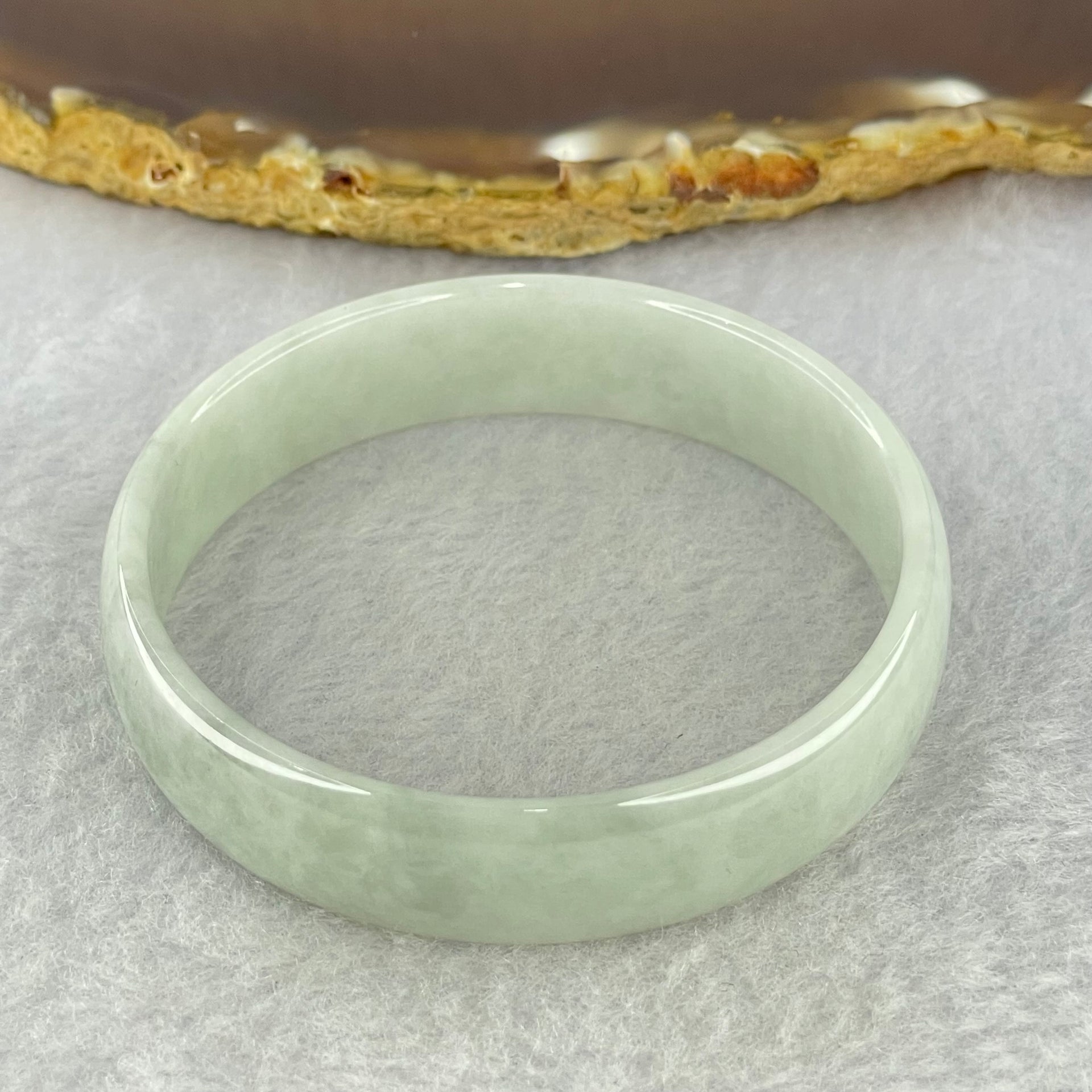 Type A Faint Lavender Green Jadeite Bangle Internal Diameter 52.5mm 23.67g 12.9 by 4.0mm (Close to Perfect) - Huangs Jadeite and Jewelry Pte Ltd