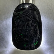 Type A Opaque to Partial Translucent Black Omphacite Jadeite Pixiu Pendant 23.77g 63.4 by 40.9 by 8.3mm - Huangs Jadeite and Jewelry Pte Ltd