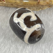 Natural Powerful Tibetan Old Oily Brown Yellowish White Agate Green Tara Dzi Bead Heavenly Master (Tian Zhu) 绿度母天珠 4.62g 17.5 by 13.3mm - Huangs Jadeite and Jewelry Pte Ltd
