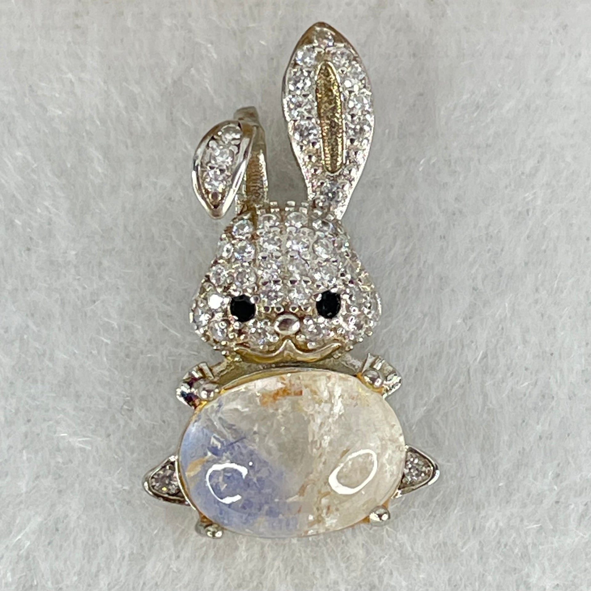 Rare Natural Blue Dumortierite Rutilated Quartz in S925 Sliver Rabbit Pendant 2.40g 10.0 by 7.1 by 5.5mm - Huangs Jadeite and Jewelry Pte Ltd