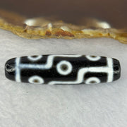 Natural Powerful Tibetan Old Oily Agate 9 Eyes Dzi Bead Heavenly Master (Tian Zhu) 九眼天诛 13.45g 48.4 by 12.7mm - Huangs Jadeite and Jewelry Pte Ltd