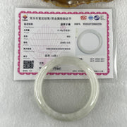 Natural Type A Jelly Faint Green to White Jadeite Bangle 57.86g Inner Diameter 53.8mm 12.7 by 8.1mm (External and Internal Lines) - Huangs Jadeite and Jewelry Pte Ltd