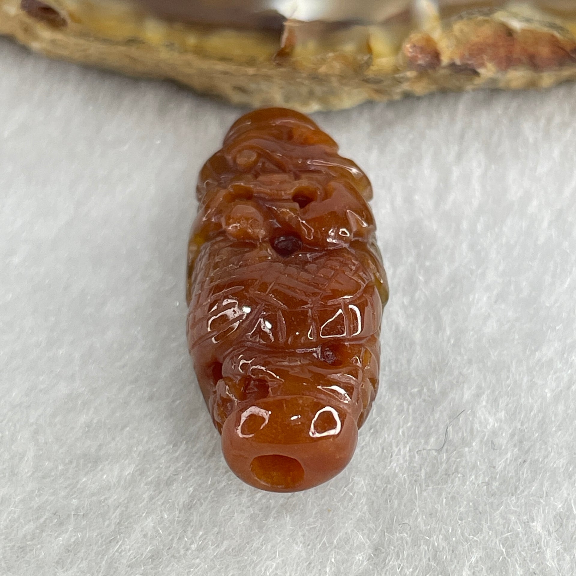 Certified Natural Type A Reddish Brown with Blueish Green Jadeite Dragon Charm 6.97g 30.4 by 13.2 by 10.8mm - Huangs Jadeite and Jewelry Pte Ltd