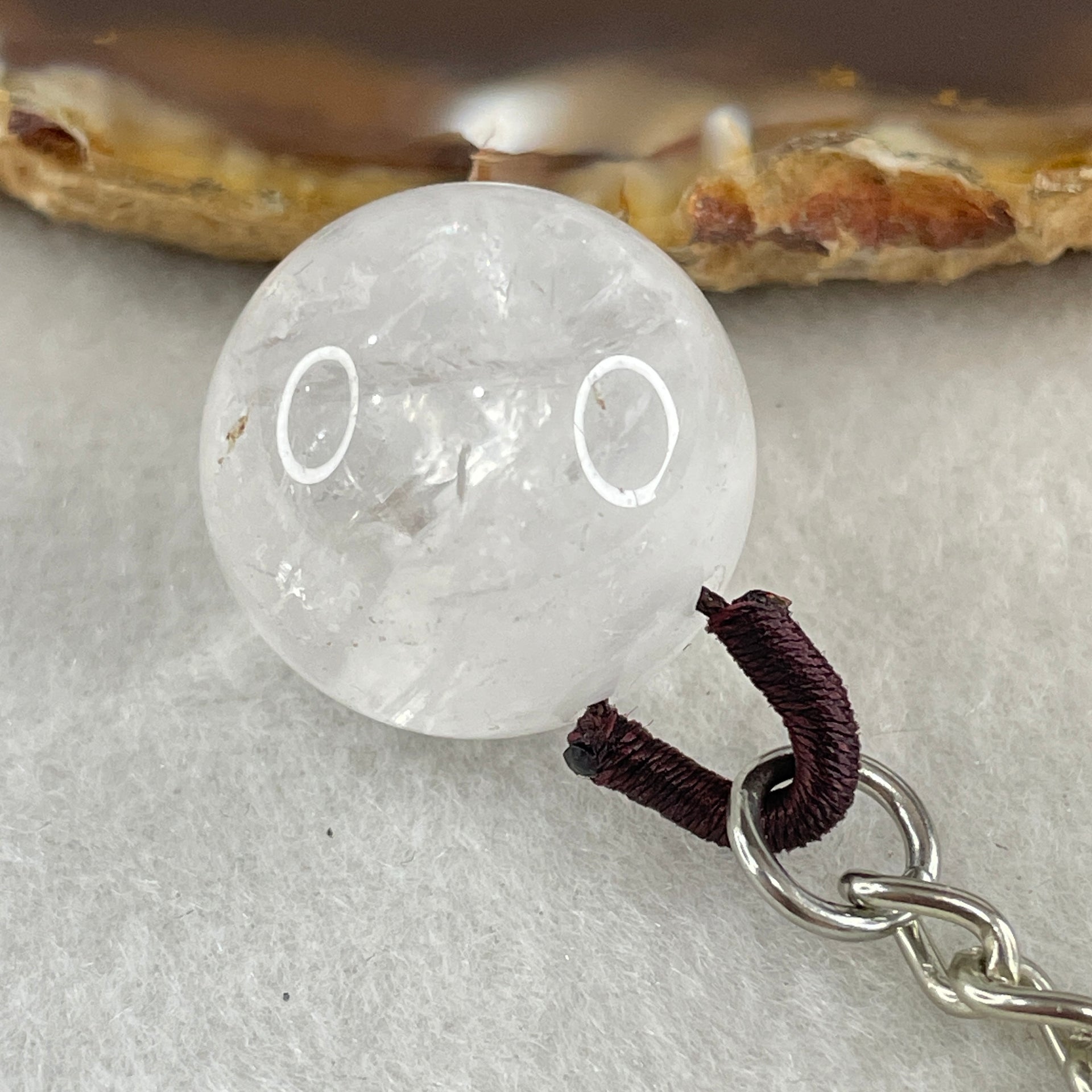 Natural Clear Quartz Mini Ball Charm 14.77g 20.3mm - Huangs Jadeite and Jewelry Pte Ltd