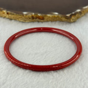 Natural Red Cinnabar Bangle with Inscription 15.30g Internal Diameter 60.7mm 5.3 by 5.5mm - Huangs Jadeite and Jewelry Pte Ltd