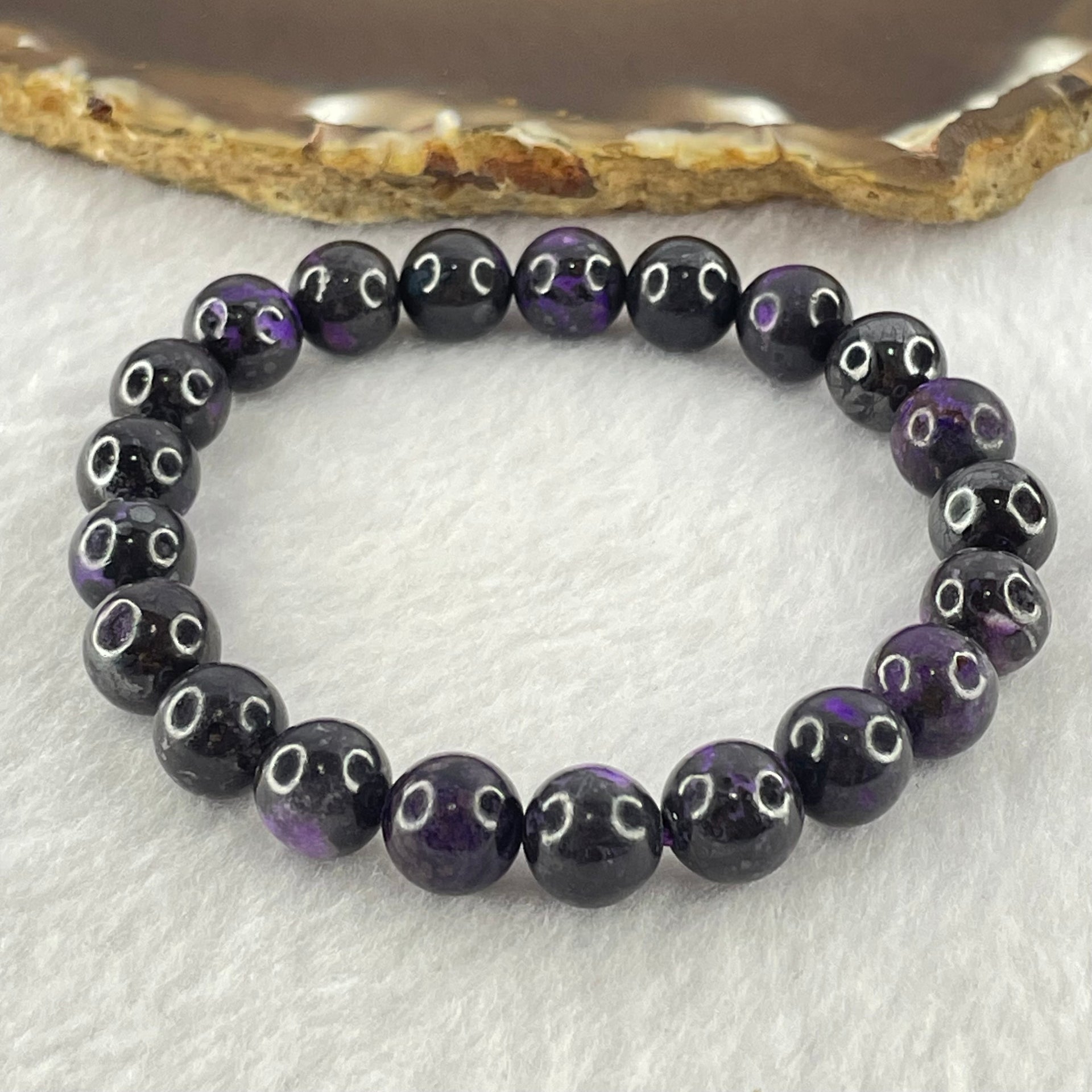 Very Good Grade Natural Sugilite Bracelet 天然苏纪石手链 23.38g 15.5cm 8.9mm 21 Beads - Huangs Jadeite and Jewelry Pte Ltd