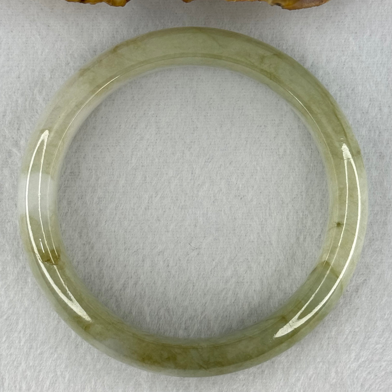 Type A Green Patches with Faint Pinkish Lavender Jadeite Bangle Internal Diameter 56.6mm 59.85g 14.1 by 8.4mm (External Lines) - Huangs Jadeite and Jewelry Pte Ltd