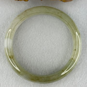 Type A Green Patches with Faint Pinkish Lavender Jadeite Bangle Internal Diameter 56.6mm 59.85g 14.1 by 8.4mm (External Lines) - Huangs Jadeite and Jewelry Pte Ltd