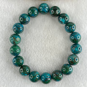 Good Grade Natural Blue Green Chrysocolla Phoenix Stone Beads Bracelet 43.31g 17cm 11.8mm 18 Beads - Huangs Jadeite and Jewelry Pte Ltd