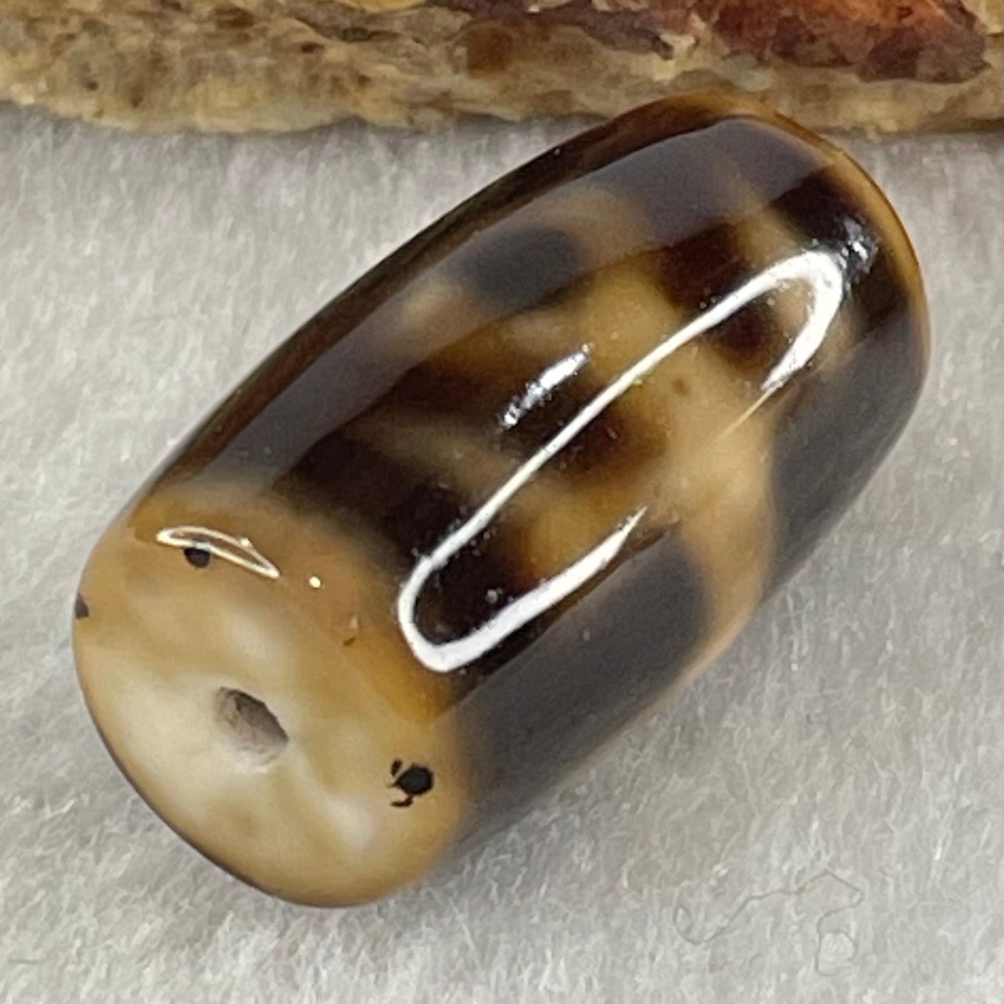 Natural Powerful Tibetan Old Oily Agate Patina Guiren Tairen Human Dzi Bead Totem Amulet Heavenly Master (Tian Zhu) 贵人天诛 4.86g 20.2 by 11.6mm - Huangs Jadeite and Jewelry Pte Ltd