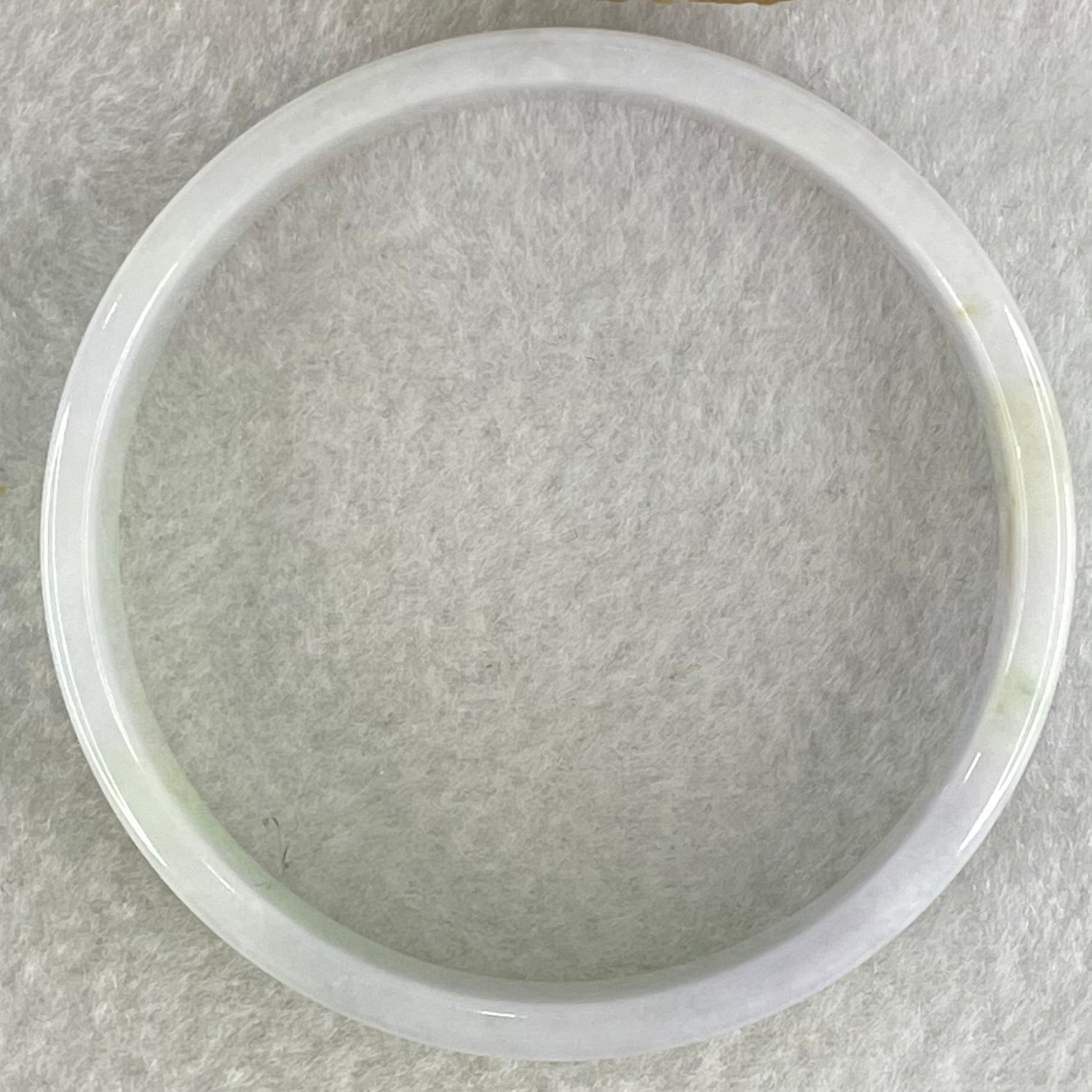 Type A Green Lavender with Yellow Spot Jadeite Flat Round Bangle 24.42g Internal Diameter 52.7mm 12.4 by 4.1mm - Huangs Jadeite and Jewelry Pte Ltd