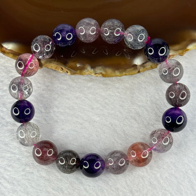 Good Grade Natural Super 7 Crystal Beads Bracelet 天然超级七水晶珠手链 32.58g 17.5cm 10.9mm 19 Beads - Huangs Jadeite and Jewelry Pte Ltd