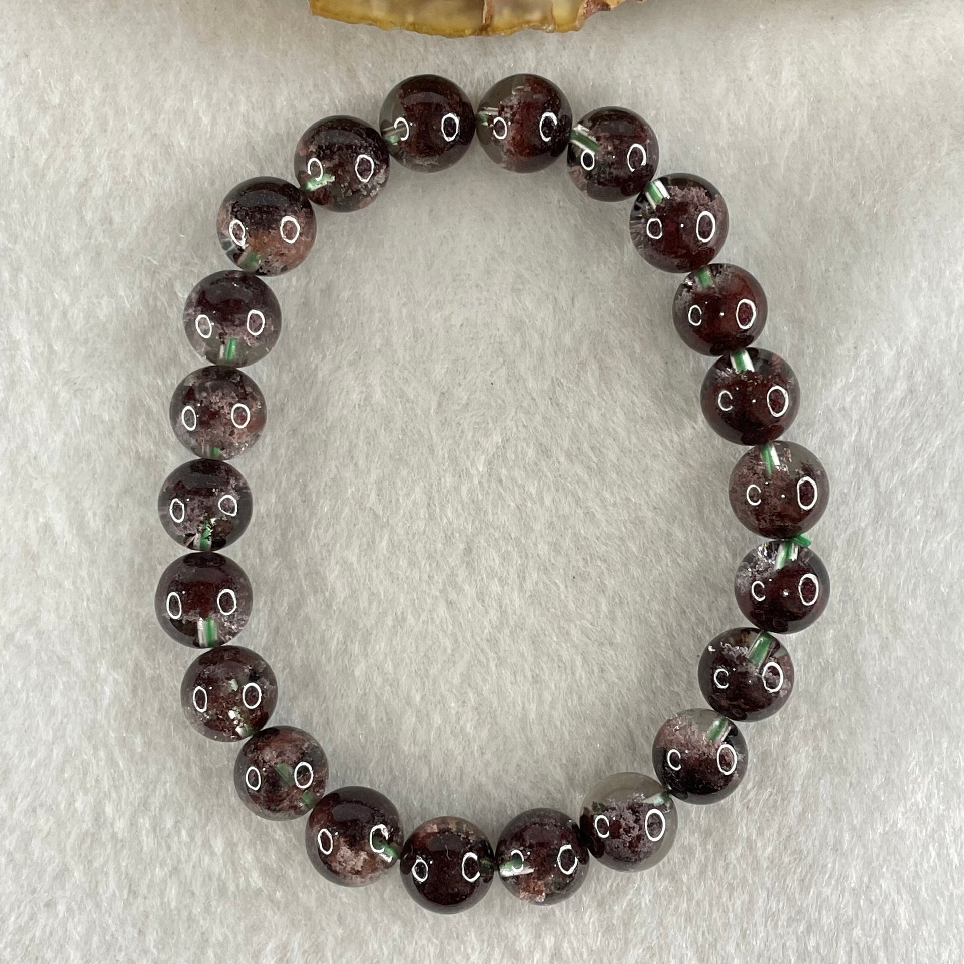 Good Grade Natural Red Phantom Quartz Beads Bracelet 19.21g 15.5cm 8.8mm 22 Beads - Huangs Jadeite and Jewelry Pte Ltd
