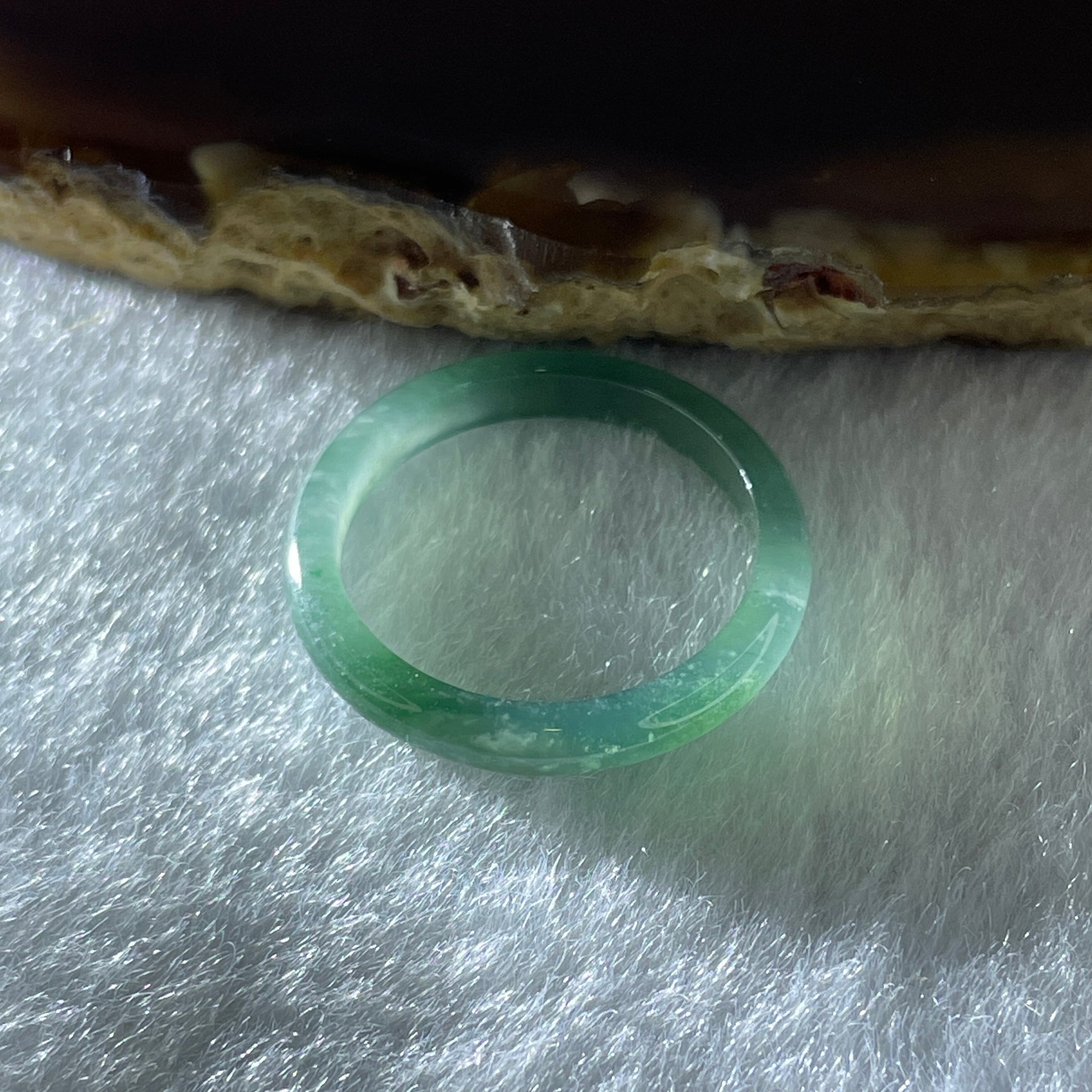 Natural Type A Semi Icy Blueish Green Jadeite Ring 1.33g 3.4 by 2.5 US7.3 HK16 (Close to Perfect) - Huangs Jadeite and Jewelry Pte Ltd