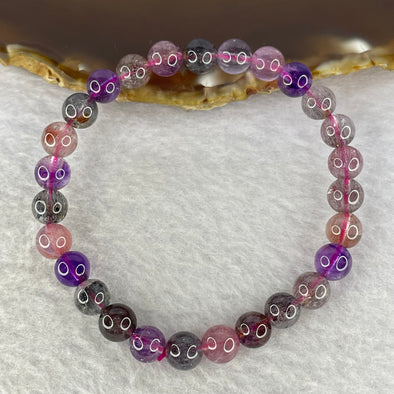 Natural Super 7 Crystal Bracelet 超七手链 13.42g 7.3 mm 27 Beads - Huangs Jadeite and Jewelry Pte Ltd