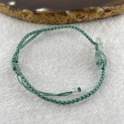 Natural Type A Semi Icy Green with Dark Green Patches Jadeite Fish with Flower on String Bracelet 1.59g 15-18cm 15.6 by 7.9 by 3.5mm - Huangs Jadeite and Jewelry Pte Ltd