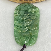 Type A Green Jadeite Double Sided Shan Shui with Double Gui Ren Benefactor Pendant 64.09g 75.6 by 42.6 by 11.2mm - Huangs Jadeite and Jewelry Pte Ltd