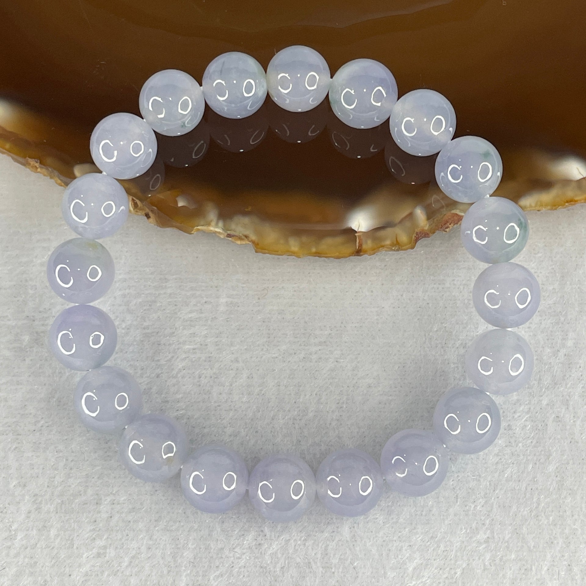 Certified High Grade Natural Type A Jelly Full Intense Lavender Jadeite Beads Bracelet 31.05g 16cm 10.1mm 20 Beads - Huangs Jadeite and Jewelry Pte Ltd