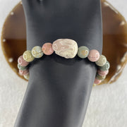 Natural Alashan Agate Pastels Pink Beads with Rabbit Charm Bracelet 17.28g 16cm 7.8mm 23Beads - Huangs Jadeite and Jewelry Pte Ltd
