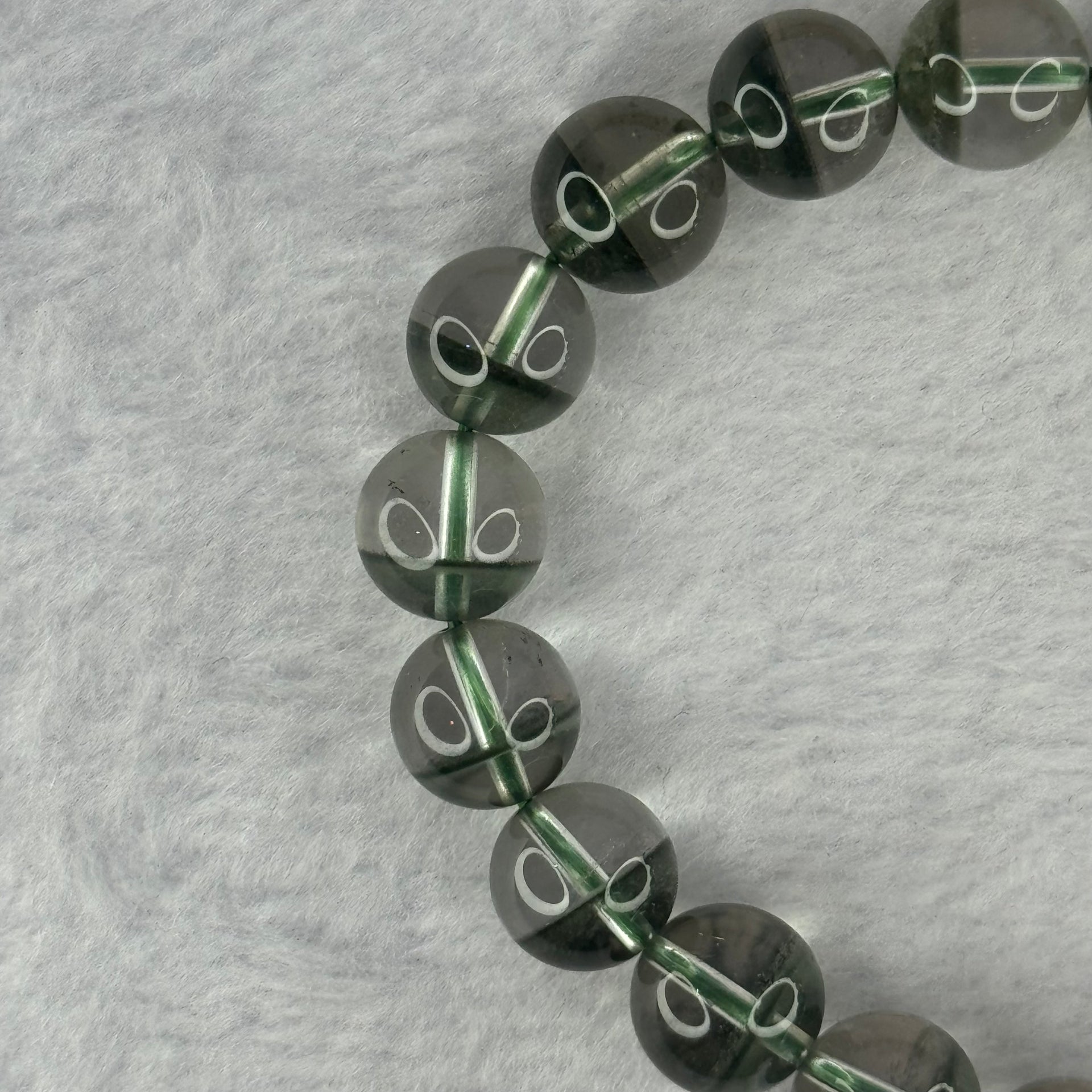 Very Good Grade Natural Green Phantom Quartz Beads Bracelet 31.65g 17cm 10.8mm 19 Beads - Huangs Jadeite and Jewelry Pte Ltd