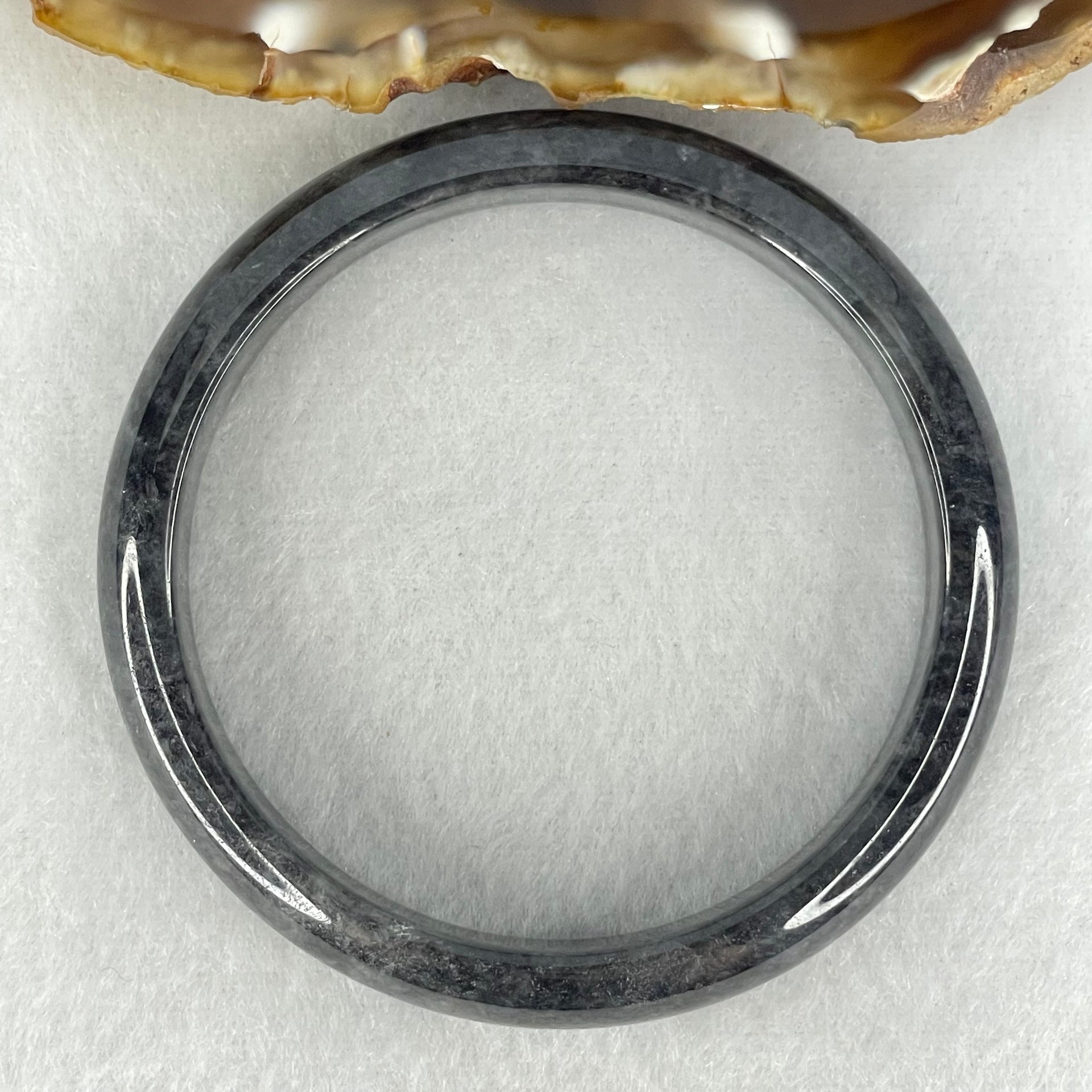 Type A Wuji Grey Black Jadeite Bangle Internal Diameter 52.0mm 32.69g 11.2 by 6.5mm (Very Slight Fine Internal Lines) - Huangs Jadeite and Jewelry Pte Ltd