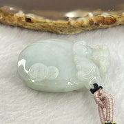 Type A Faint Lavender Green Jadeite Pixiu on Money Bag and Coins Pendent 22.16g 38.1 by 27.4 by 10.3mm - Huangs Jadeite and Jewelry Pte Ltd